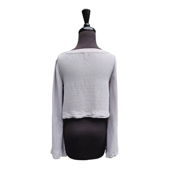 Free People Stars Aligned Bell Sleeve  Crop Top Pale Purple Lagenlook XS - Picture 3 of 9